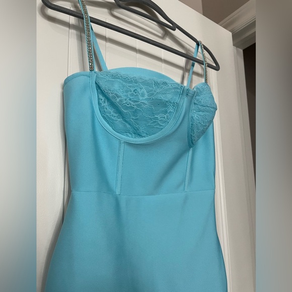 Fashion Nova Blue Bandage Dress with Lace Detail - Picture 5 of 8